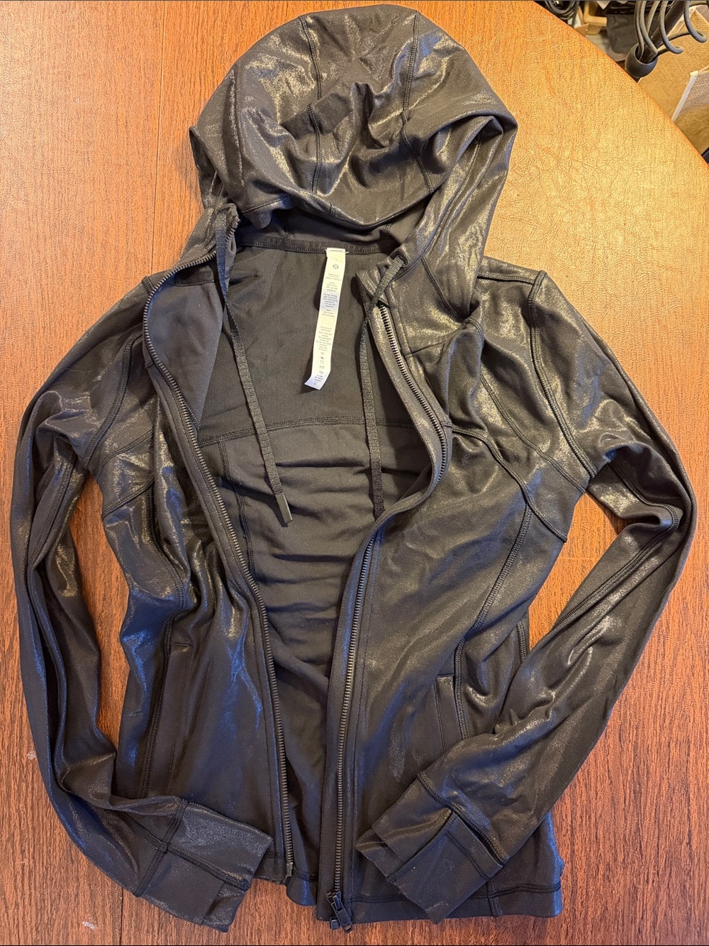lululemon athletica “Define” Black Hooded Zip Jacket with Shine